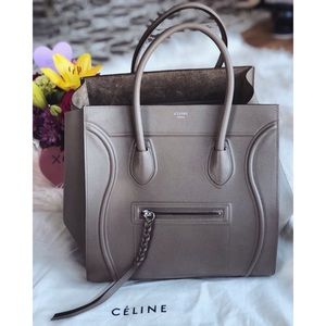 A beige Celine shoulder bag